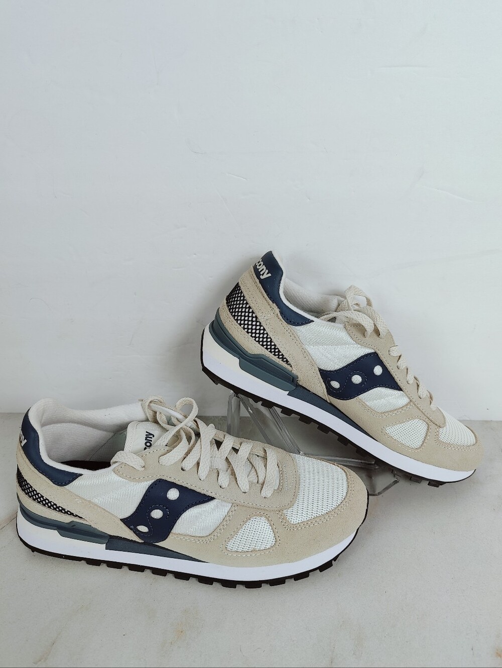 NIB Saucony Men's Shadow Original Sneakers Navy Beige, Sz 7.5